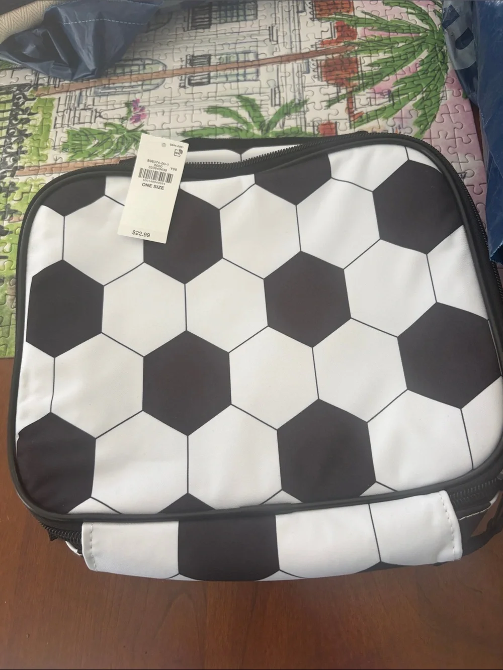 Old Navy Black and White Soccer Ball Kids Lunch Bag